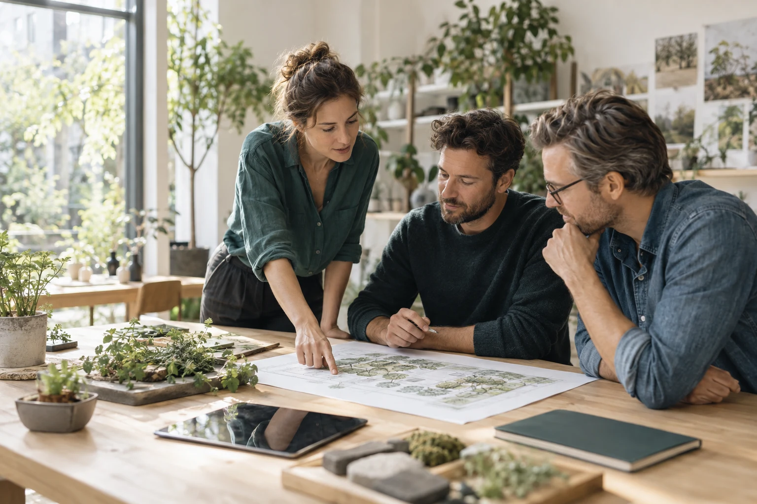 Ein Team plant gemeinsam am Tisch